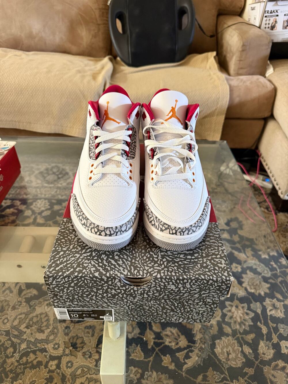 Air Jordan 3 Retro Cardinal Red White Cement Size 10 OG All CT8532-126